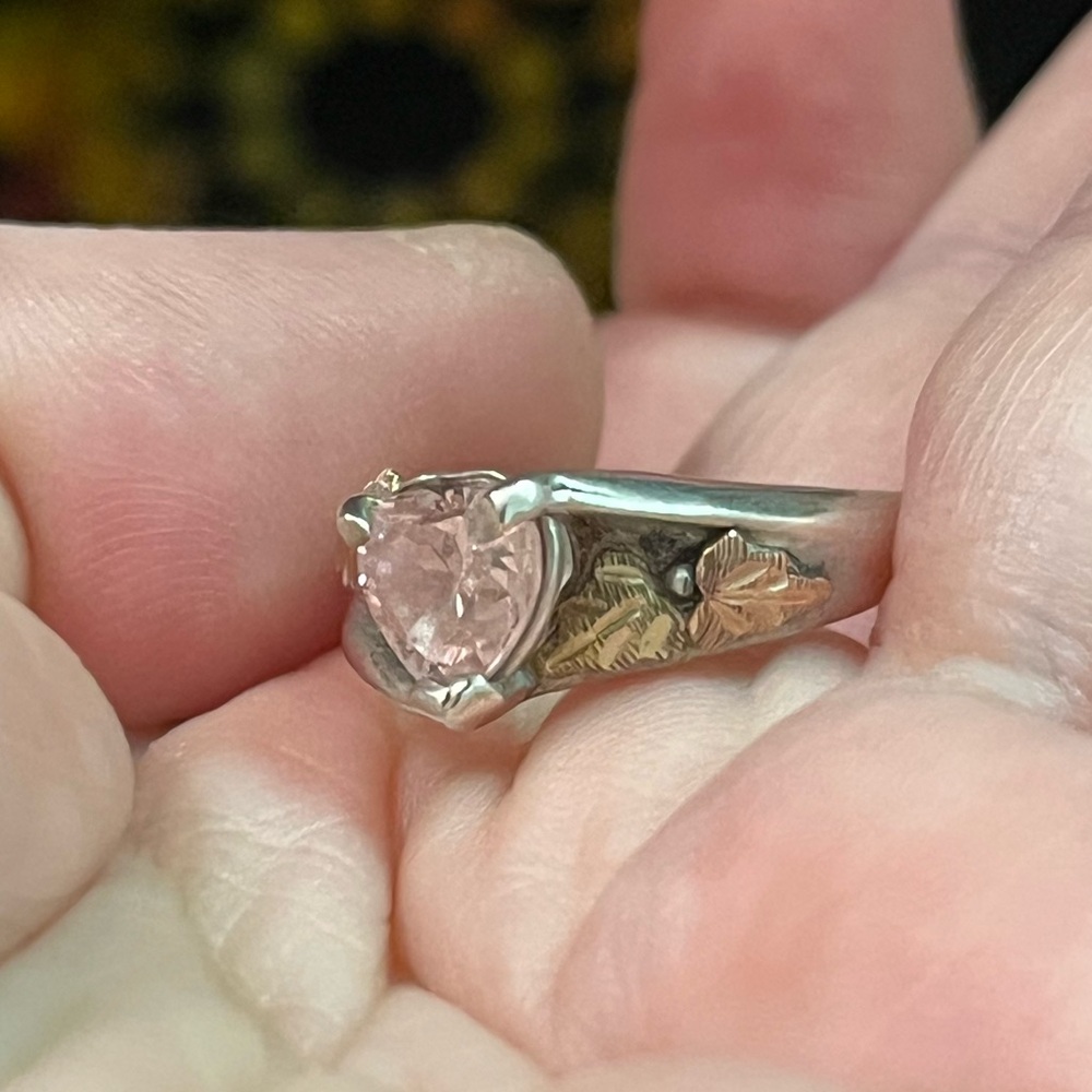 VTG Black Hills Pink Ice CZ Leaf Design 925 Sterling Silver Size 5 Ring - Picture 6 of 9